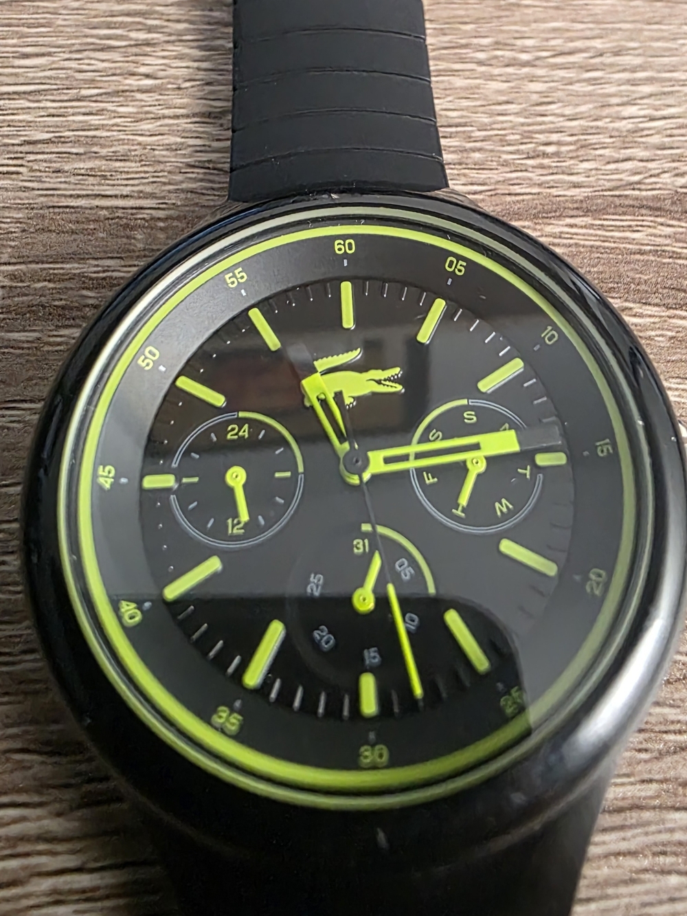 Lacoste Men's Black and Neon Green Sport Watch